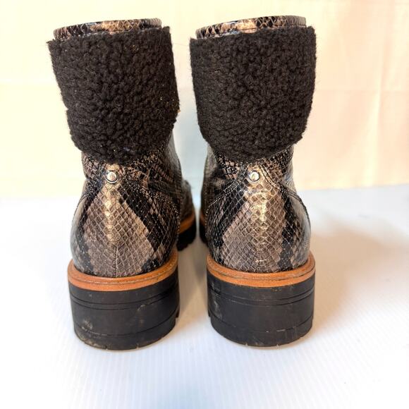 MARC FISHER Isalia 2 Combat Boots Size 8‎ Faux Snake Skin Fleece Lace Up Winter - Picture 8 of 10